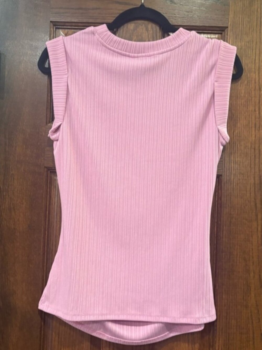 Cap Sleeve Ribbed Crewneck Side Ruched Knit Top S Pink/Purple - Picture 2 of 2
